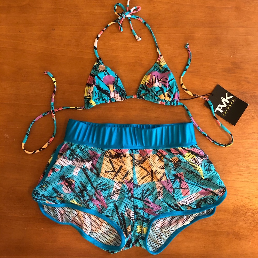 NWT S/XS Tavik Slater Top Bikini & Mesh Short Set